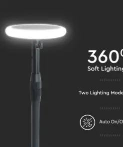 LED ρυθμιζόμενο ηλιακό φωτιστικό κήπου 8W IP65 φυσικό λευκό 4000K με ανιχνευτή φωτός με μαύρο σώμα V-TAC – 6669