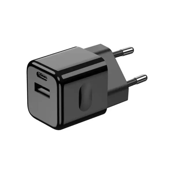 Ταχυφορτιστής ταξιδίου 20W δύο θυρών USB & Type-C με μαύρο σώμα V-TAC - 6677