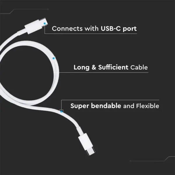 Καλώδιο USB Type C σε Type C λευκό 1m V-TAC – 6681