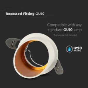 Χωνευτό φωτιστικό Spot GU10 στρογγυλό λευκό & χρυσό V-TAC – 6682