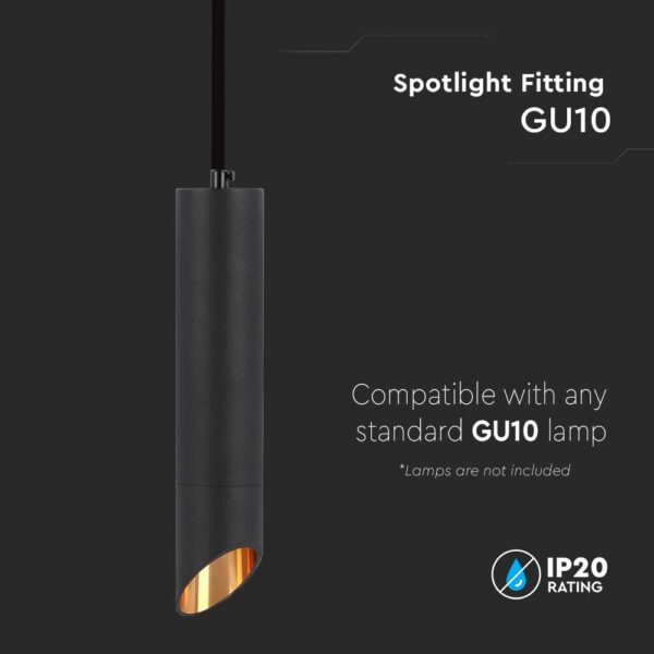 Κρεμαστό Φωτιστικό Σποτ 1xGU10 Μαύρο D55mm V-TAC – 6684