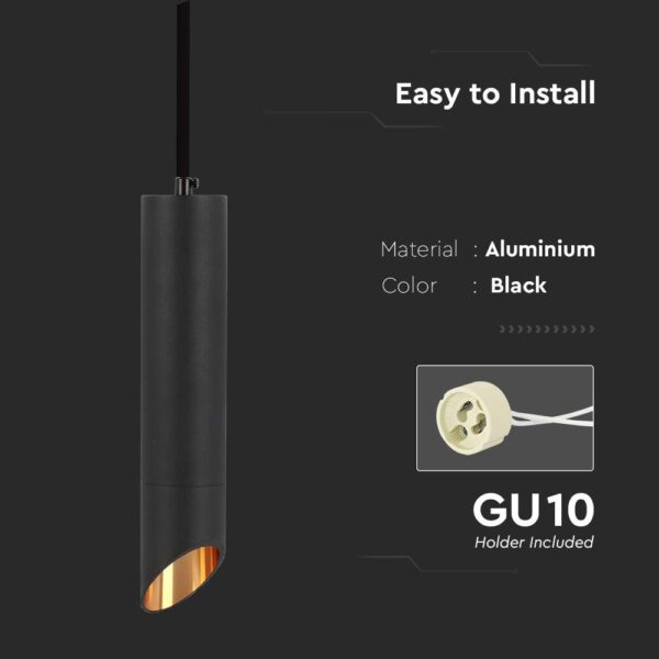 Κρεμαστό Φωτιστικό Σποτ 1xGU10 Μαύρο D55mm V-TAC – 6684