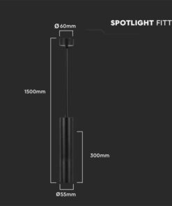 Κρεμαστό φωτιστικό Spot GU10 στρογγυλό με μαύρο σώμα 60 x 300mm V-TAC – 6686