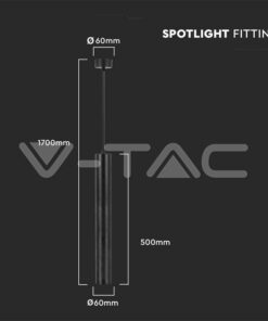 Κρεμαστό φωτιστικό Spot GU10 στρογγυλό με μαύρο σώμα 60 x 500mm V-TAC – 6687