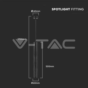 Κρεμαστό φωτιστικό Spot GU10 στρογγυλό με μαύρο σώμα 60 x 500mm V-TAC – 6687