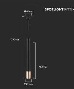 Κρεμαστό φωτιστικό Spot GU10 στρογγυλό με μαύρο & χρυσό σώμα 60 x 500mm V-TAC – 6689