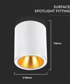 Επιφανειακό φωτιστικό Spot GU10 στρογγυλό με λευκό & χρυσό σώμα V-TAC – 6690