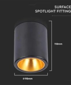 Επιφανειακό φωτιστικό Spot GU10 στρογγυλό με μαύρο & χρυσό σώμα V-TAC – 6691
