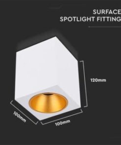 Επιφανειακό φωτιστικό Spot GU10 τετράγωνο με λευκό & χρυσό σώμα V-TAC – 6692