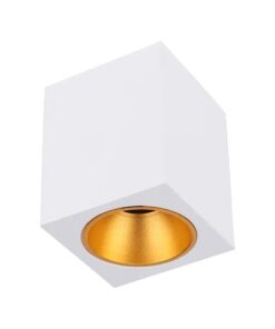 Επιφανειακό φωτιστικό Spot GU10 τετράγωνο με λευκό & χρυσό σώμα V-TAC – 6692