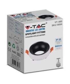 Χωνευτό φωτιστικό Spot GU10 στρογγυλό με λευκό & μαύρο V-TAC – 6694
