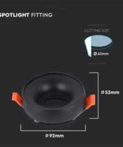 Χωνευτό φωτιστικό Spot GU10 στρογγυλό με μαύρο & λευκό σώμα V-TAC – 6695