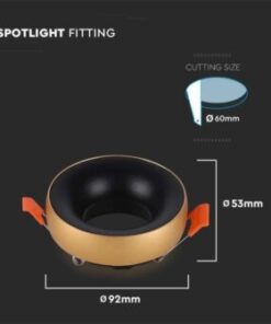 Χωνευτό φωτιστικό Spot GU10 στρογγυλό με χρυσό & μαύρο σώμα V-TAC – 6697