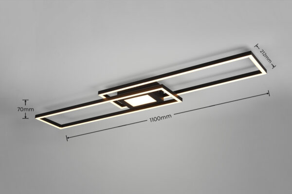 Φωτιστικό Οροφής Trio Lighting  LED 38W Μαύρο Ματ Μεταλλικό Dimmable 4500lm  RGB+2700-6500K με Τηλεχειριστήριο – 670710532