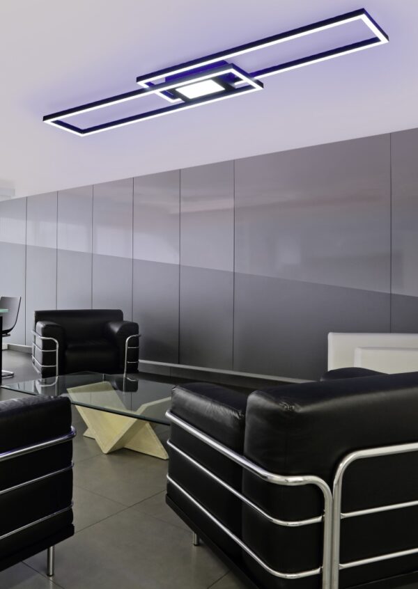 Φωτιστικό Οροφής Trio Lighting  LED 38W Μαύρο Ματ Μεταλλικό Dimmable 4500lm  RGB+2700-6500K με Τηλεχειριστήριο – 670710532