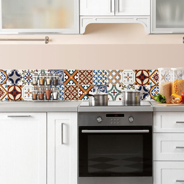 Red Tiles μπορντούρα προστασίας τοίχων κουζίνας Ango – 67114