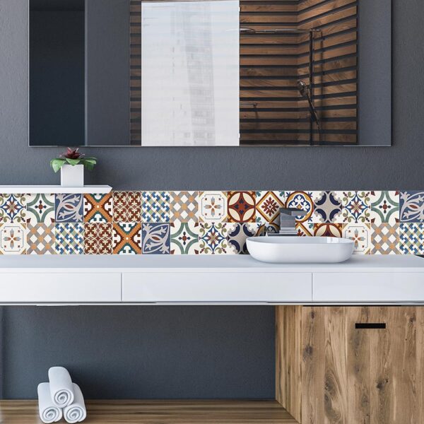 Red Tiles μπορντούρα προστασίας τοίχων κουζίνας Ango – 67114