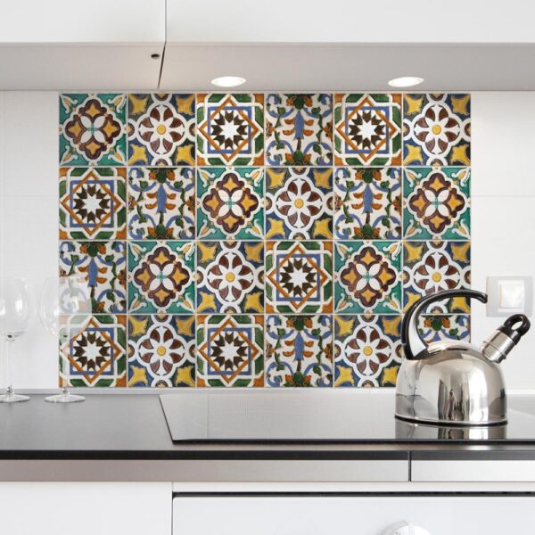 Green Tiles L πλάτη προστασίας τοίχου εστιών κουζίνας Ango – 67210