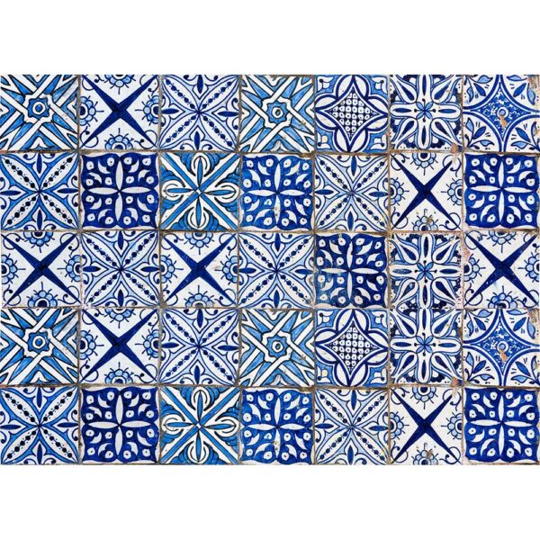 Blue Azulejos L πλάτη προστασίας τοίχου εστιών κουζίνας Ango - 67215