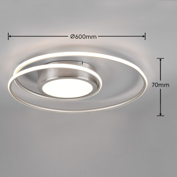 Φωτιστικό Οροφής Trio Lighting  LED 56W Νίκελ Ματ Μεταλλικό Dimmable 6800lm  2700 – 6000K – 672310207