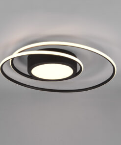 Φωτιστικό Οροφής Trio Lighting LED 56W Μαύρο Ματ Μεταλλικό Dimmable 6800lm 2700Κ-6000K με Τηλεχειριστήριο – 672310232