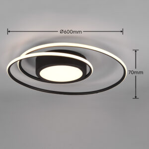 Φωτιστικό Οροφής Trio Lighting  LED 56W Μαύρο Ματ Μεταλλικό Dimmable 6800lm  2700Κ-6000K με Τηλεχειριστήριο – 672310232