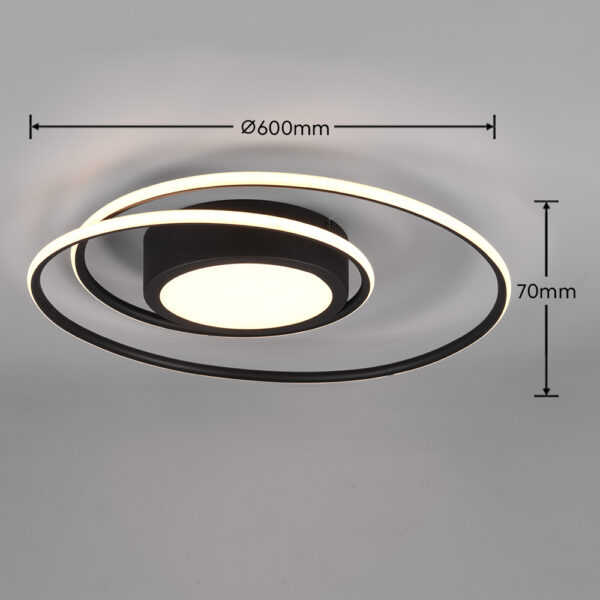 Φωτιστικό Οροφής Trio Lighting  LED 56W Μαύρο Ματ Μεταλλικό Dimmable 6800lm  2700Κ-6000K με Τηλεχειριστήριο – 672310232