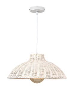 ΦΩΤΙΣΤΙΚΟ ΚΡΕΜΑΣΤΟ ΜΟΝΟΦΩΤΟ Ε27 MAX 60W D450XH180 RATTAN ΛΕΥΚΟ EUROLAMP – 144-33017