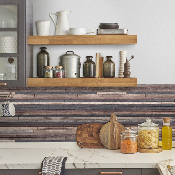 Wood Stripes πλάτη προστασίας τοίχων κουζίνας και μπάνιου Ango – 67315