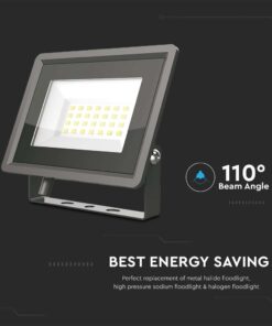 20W LED Προβολέας Μαύρο Σώμα V-TAC IP65 Θερμό 3000K – 6737