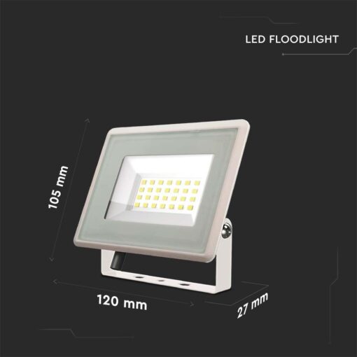 20W LED Προβολέας V-TAC Λευκό Σώμα IP65 Θερμό 3000K – 6740
