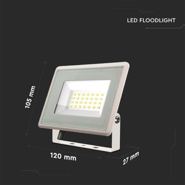 20W LED Προβολέας V-TAC Λευκό Σώμα IP65 Θερμό 3000K – 6740