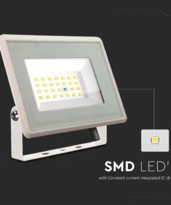 20W LED Προβολέας V-TAC Λευκό Σώμα IP65 Θερμό 3000K – 6740