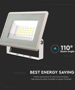 20W LED Προβολέας V-TAC Λευκό Σώμα IP65 Θερμό 3000K – 6740