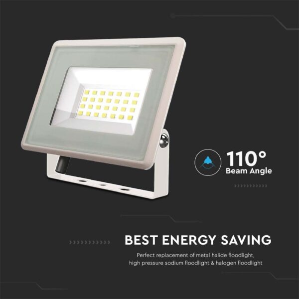 20W LED Προβολέας V-TAC Λευκό Σώμα IP65 Θερμό 3000K – 6740