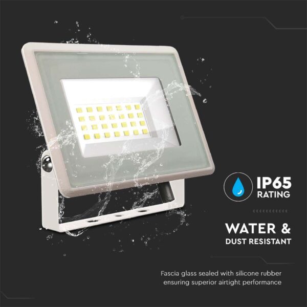 20W LED Προβολέας V-TAC Λευκό Σώμα IP65 Θερμό 3000K – 6740
