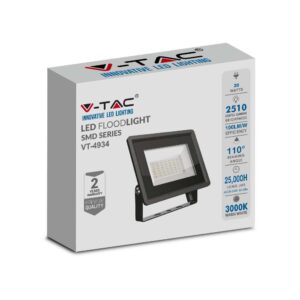 30W LED Προβολέας Μαύρο Σώμα V-TAC IP65 Θερμό 3000K – 6743