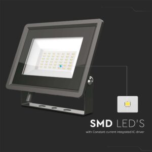 30W LED Προβολέας Μαύρο Σώμα V-TAC IP65 Θερμό 3000K – 6743