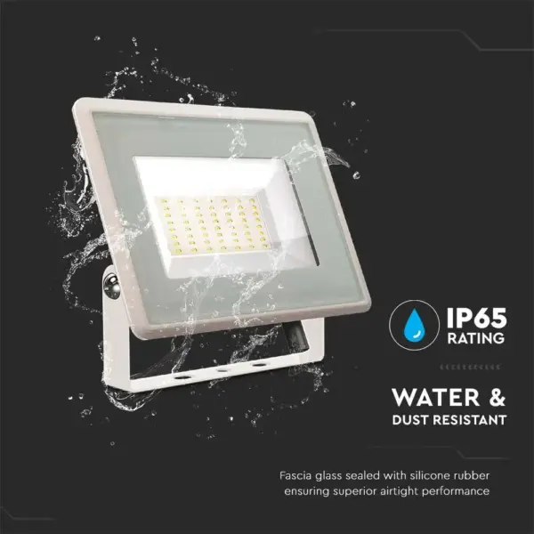 LED Προβολέας 50W Λευκός V-TAC IP65 110° 4300lm Φυσικό Λευκό 4000K – 6753