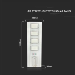 LED ηλιακό φωτιστικό δρόμου 40W solar panel φυσικό λευκό 4000K με γκρι σώμα με αισθητήρα και τηλεχειριστήριο V-TAC – 6757