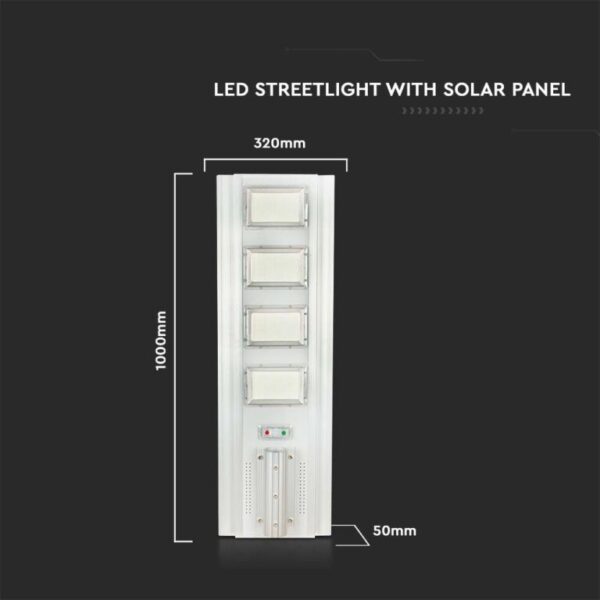 LED ηλιακό φωτιστικό δρόμου 40W solar panel φυσικό λευκό 4000K με γκρι σώμα με αισθητήρα και τηλεχειριστήριο V-TAC – 6757