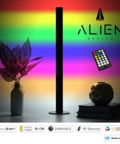 GloboStar® ALIEN-DIVA-BLACK-50-9 ALIEN Design DIVA Μοντέρνο Minimal Nordic Μεταλλικό Φωτιστικό Επιτραπέζιο – Πορτατίφ – Λαμπατέρ Μαύρο LED 10W 1500lm με Ασύρματο Χειριστήριο RF & Dimmer IP20 Πολύχρωμο + CCT – RGBW + WW Μ3 x Π1.6 x Υ50cm