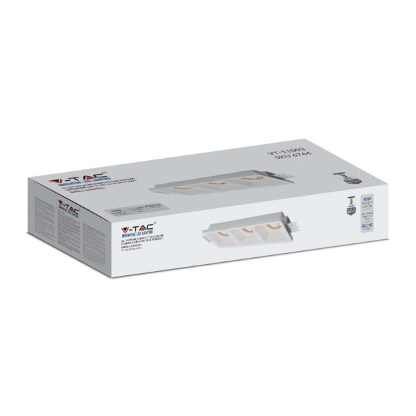 Γύψινη Βάση Σποτ 3xGU10  V-TAC Τετράγωνη – 6764