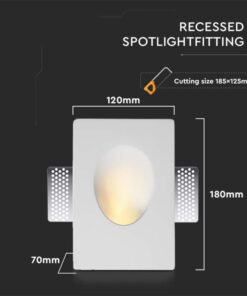 Γύψινο επιτοίχιο φωτιστικό GU10 ορθογώνιο με λευκό σώμα V-TAC – 6770