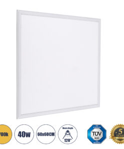 GloboStar® 60208 Χωνευτό LED Panel Milky Super Slim 60x60cm 40W 3600lm 120° CRI≥80Ra UGR<19 AC 220-240V IP20 Μ60 x Π60 x Υ1.5cm - Θερμό Λευκό 2700K - TÜV Certified Driver - 5 Years Warranty