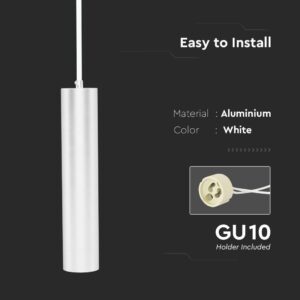 Κρεμαστό Φωτιστικό Σποτ 1xGU10 V-TAC 30cm Λευκό – 6779