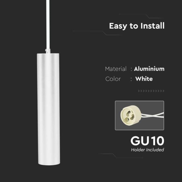 Κρεμαστό Φωτιστικό Σποτ 1xGU10 V-TAC 30cm Λευκό – 6779