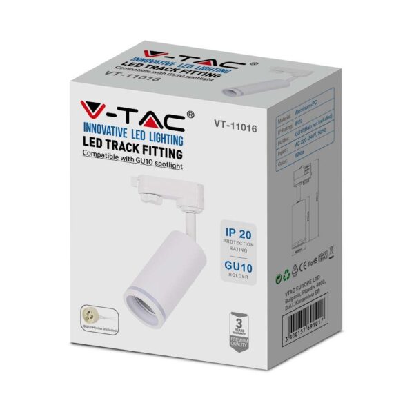 LED Τριφασικό Φωτιστικό Ράγας GU10 V-TAC Λευκό Περιστρεφόμενο – 6783