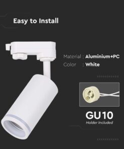 LED Τριφασικό Φωτιστικό Ράγας GU10 V-TAC Λευκό Περιστρεφόμενο – 6783