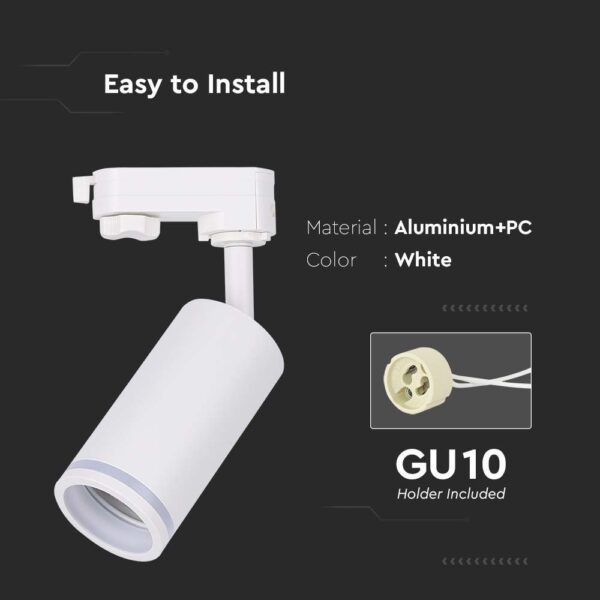 LED Τριφασικό Φωτιστικό Ράγας GU10 V-TAC Λευκό Περιστρεφόμενο – 6783